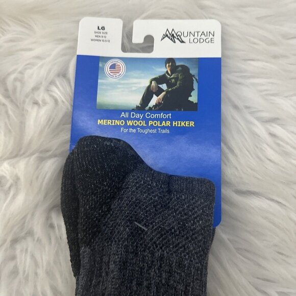 Mountain Lodge Merino Wool Blend 71% Outdoor hiking socks gray 9-12 - Picture 2 of 8